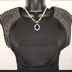 Vintage ruby rox beautiful black stretchy stud / rhinestone slinky mini dress